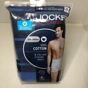*Jockey Men's 2XL Classic Full-Rise Boxer Brief 3 Pack Underwear 100% Cotton New